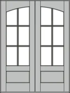 Double 6 Light One Panel Arched Glass with Square Top